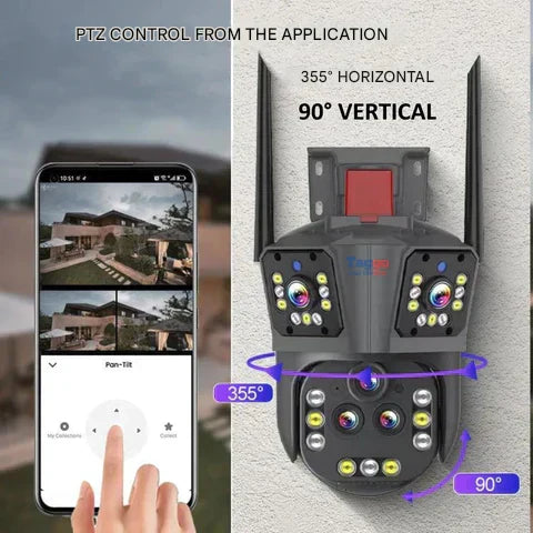 DualGuard Ultra 10K – 20MP Überwachungskamera mit 5 Linsen und 20x Zoom | Karnz