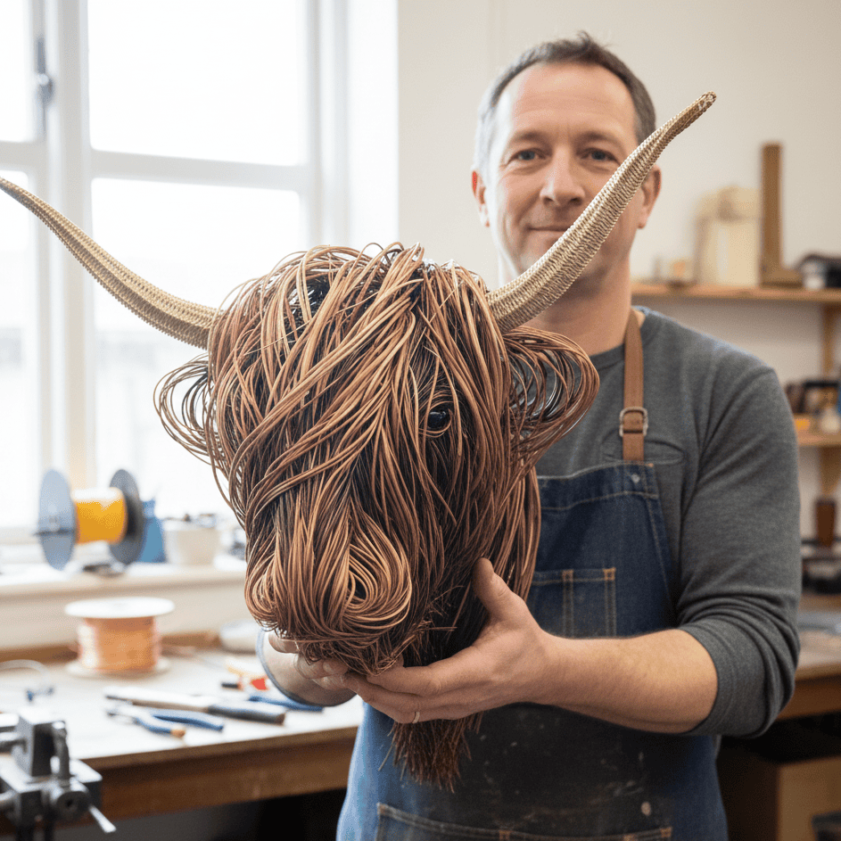 Elegante Kuh-Wandskulptur im Landhausstil