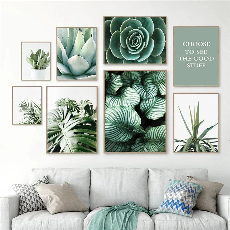Kaktus Eukalyptus Tropisches Grünes Botanik Wandkunst Fine Art Leinwanddrucke Bilder für Wohnzimmer Küche Esszimmer Wohnkultur