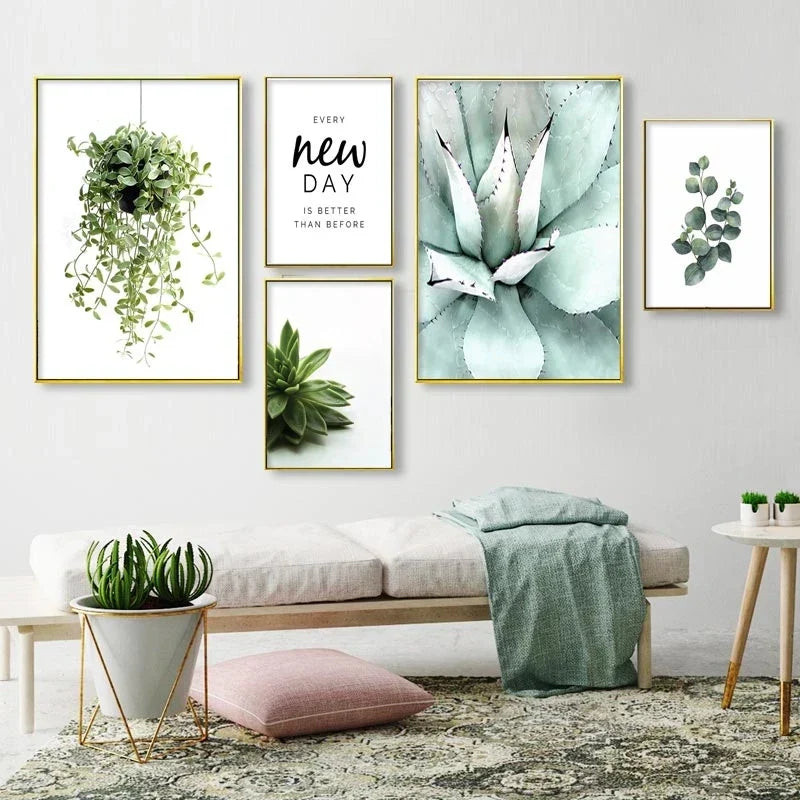 Kaktus Eukalyptus Tropisches Grünes Botanik Wandkunst Fine Art Leinwanddrucke Bilder für Wohnzimmer Küche Esszimmer Wohnkultur