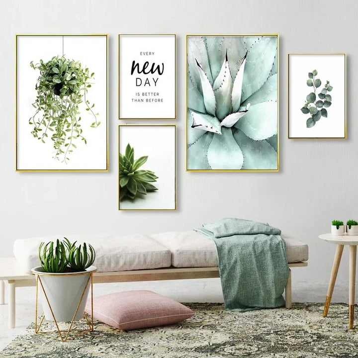Kaktus Eukalyptus Tropisches Grünes Botanik Wandkunst Fine Art Leinwanddrucke Bilder für Wohnzimmer Küche Esszimmer Wohnkultur