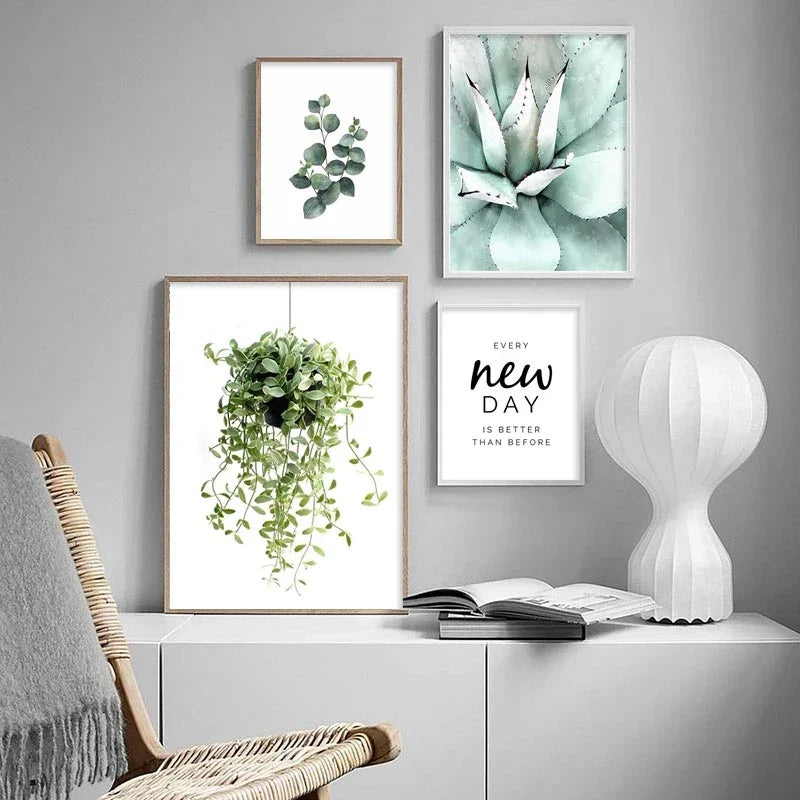 Kaktus Eukalyptus Tropisches Grünes Botanik Wandkunst Fine Art Leinwanddrucke Bilder für Wohnzimmer Küche Esszimmer Wohnkultur