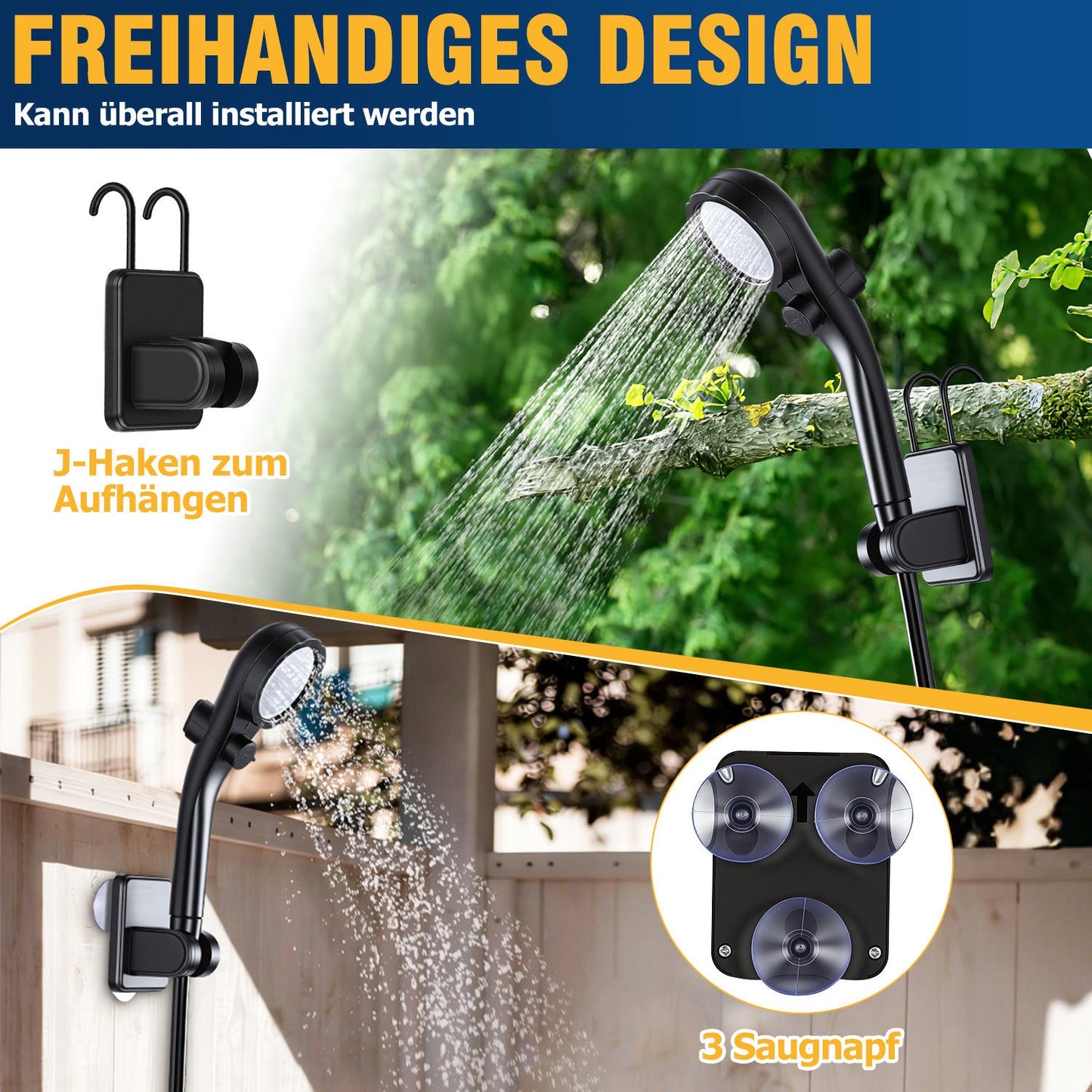Tragbare Campingdusche Akku Outdoor Dusche mit 20L Falteimer | Karnz