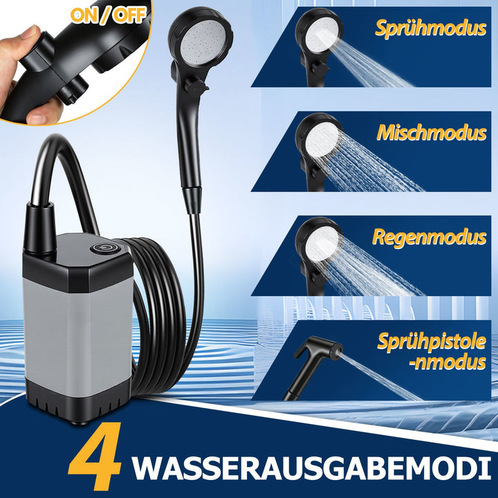 Tragbare Campingdusche Akku Outdoor Dusche mit 20L Falteimer | Karnz
