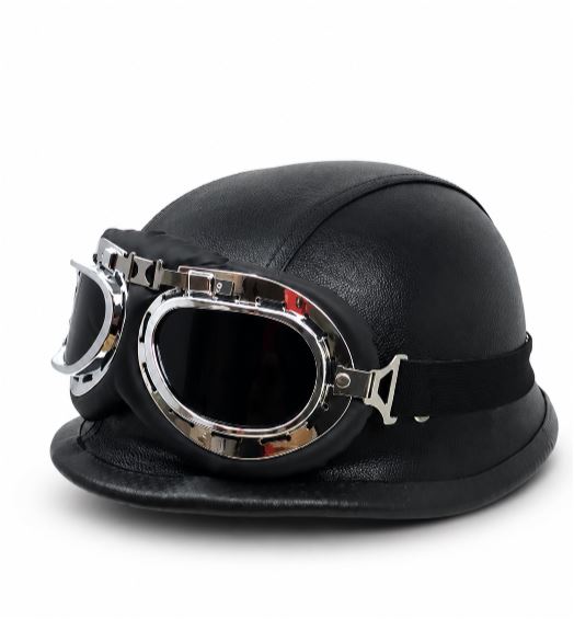 Vintage-Motorradhelm mit schützenden Goggles Karnz