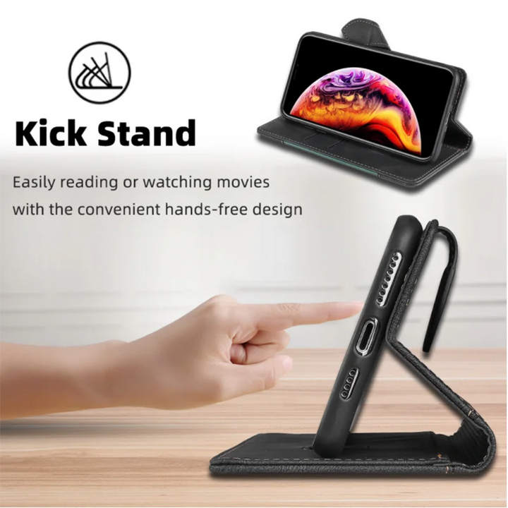 Karnz | Wallet Magnetische Flip-Lederhülle für iPhone