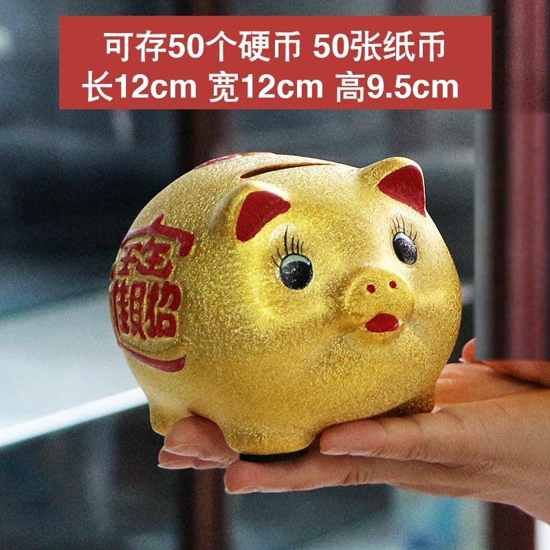 Keramik-Sparschwein mit Glücksschweinmotiv, großes Fassungsvermögen, Aufbewahrungsbox für Kinder, niedliches Schweinchen-Sparschwein aus Glas, Geschenkidee für Kinder