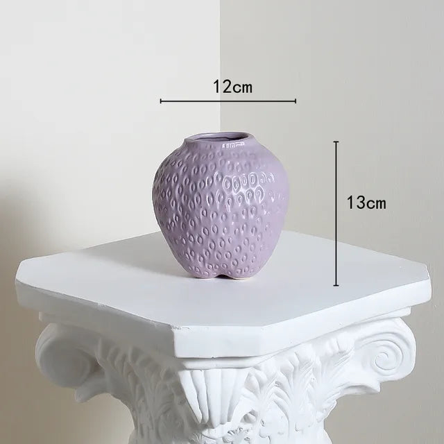 Keramikvase im Erdbeer-Design, Dekorative Blumenvase für Wohnzimmer und Küche | Karnz