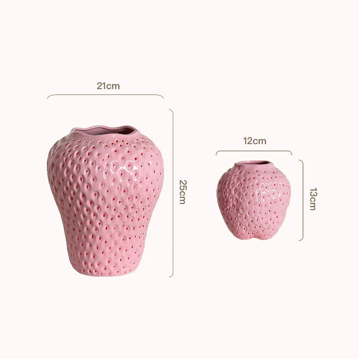 Keramikvase im Erdbeer-Design, Dekorative Blumenvase für Wohnzimmer und Küche | Karnz