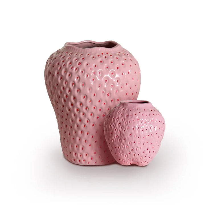 Keramikvase im Erdbeer-Design, Dekorative Blumenvase für Wohnzimmer und Küche | Karnz