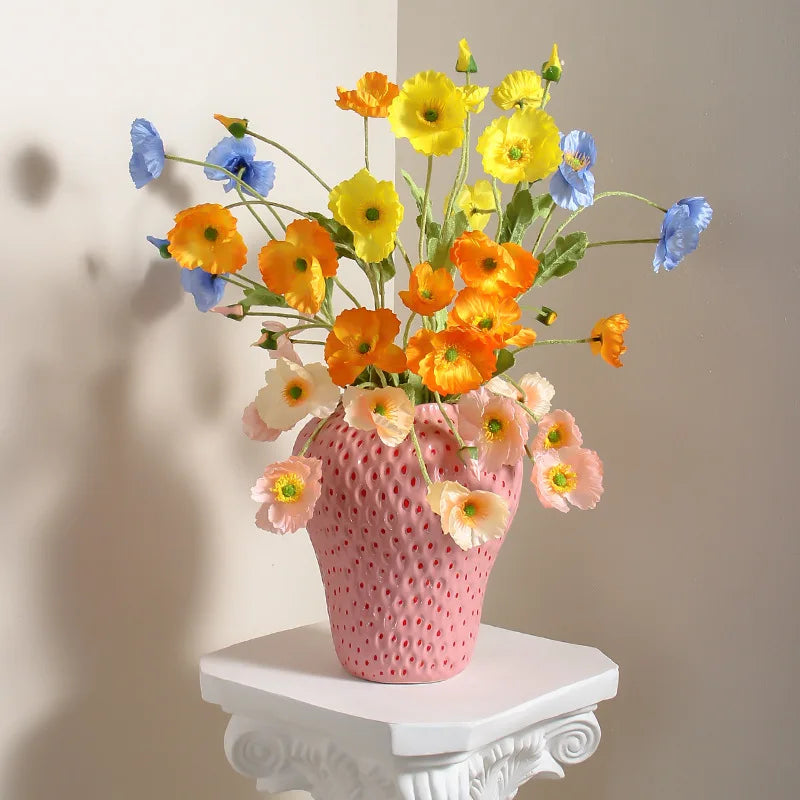 Keramikvase im Erdbeer-Design, Dekorative Blumenvase für Wohnzimmer und Küche | Karnz