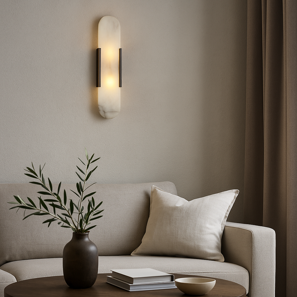 Moderne Marmor Nachttisch Wandleuchte - Elegante Wandarmatur | Karnz