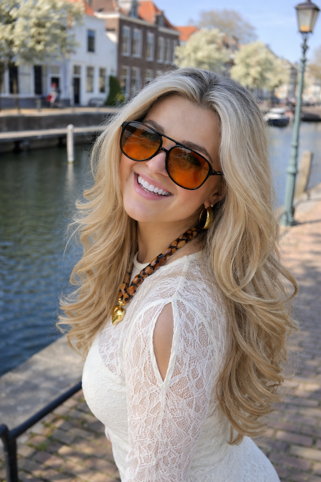 Überdimensionale Aviator-Sonnenbrille mit orangefarbenen Gläsern und UV-Schutz | Karnz