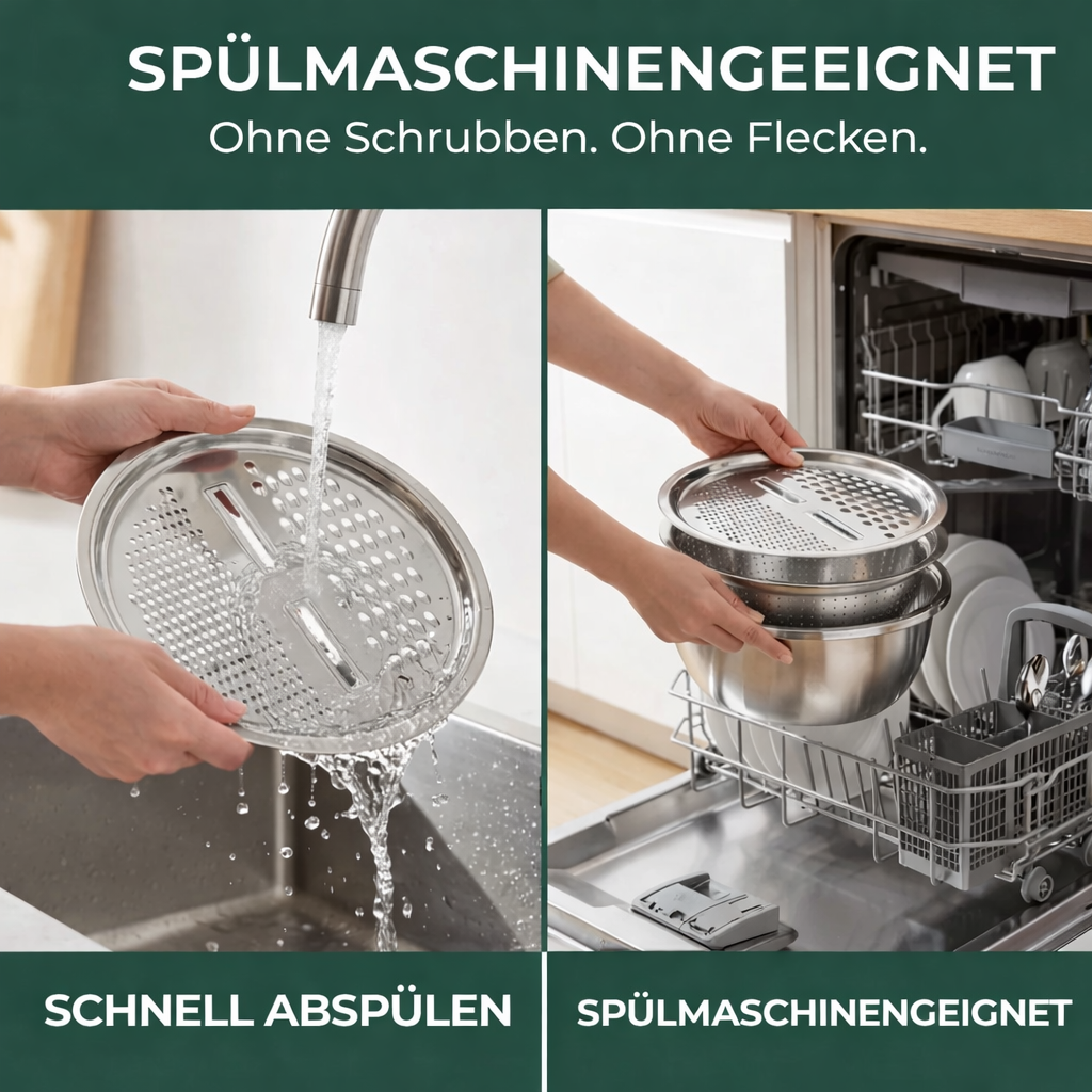 3-in-1 Rührschüssel-Set Edelstahl mit Reibe und Sieb | Karnz