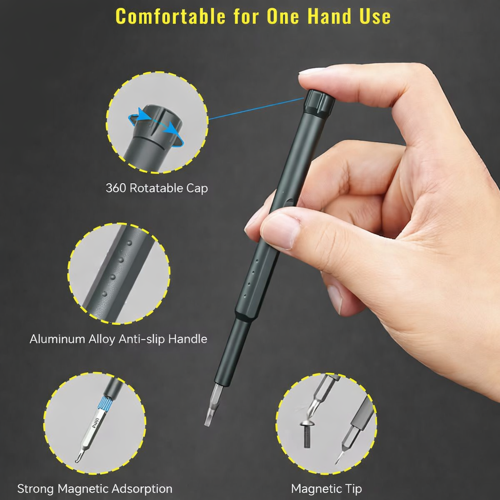 PowerGlide 40-in-1 Mini Elektroschraubendreher — Perfekte Kontrolle für makellose, stressfreie Reparaturen | Karnz