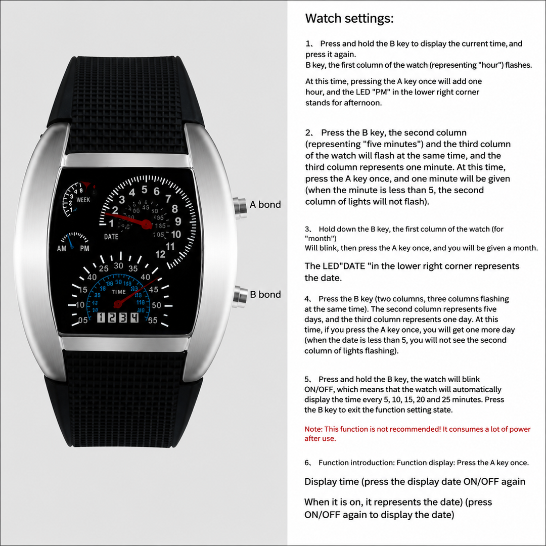 Rennuhr LED Digitale Sportuhr mit Armband | Karnz