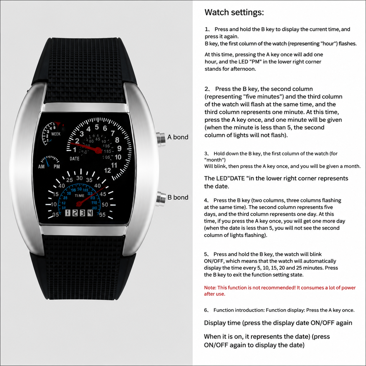 Rennuhr LED Digitale Sportuhr mit Armband | Karnz