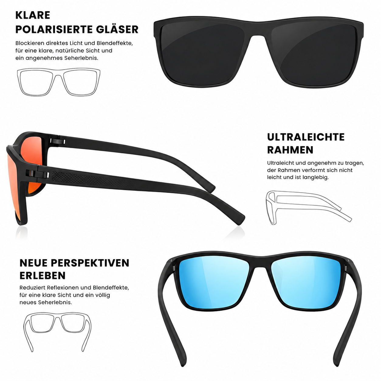 Polarisierte Sonnenbrillen 3er-Set UV400 | Karnz