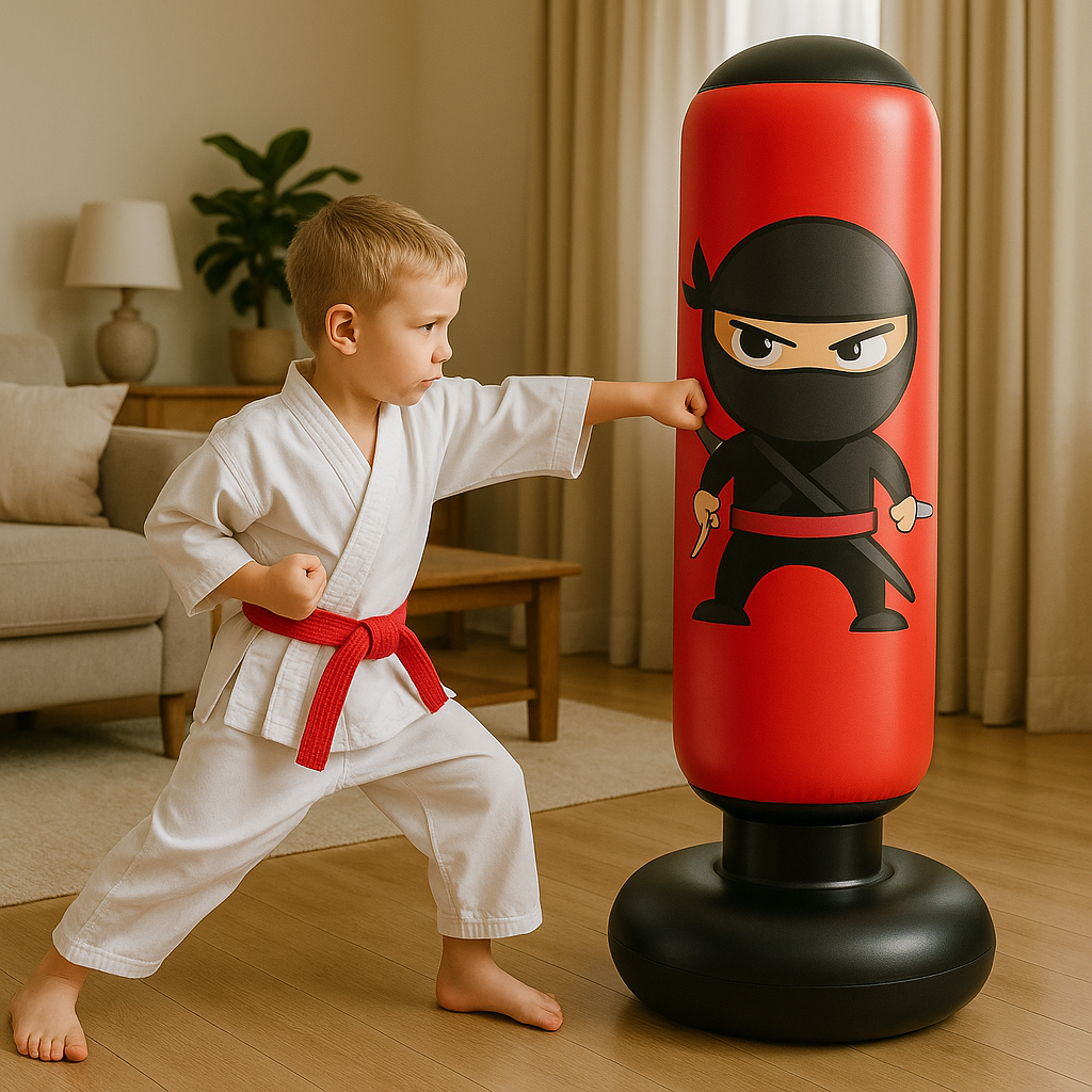 PowerPunch Boxsack – Freistehender, aufblasbarer Boxsack für Kinder von 2 bis 15 Jahren