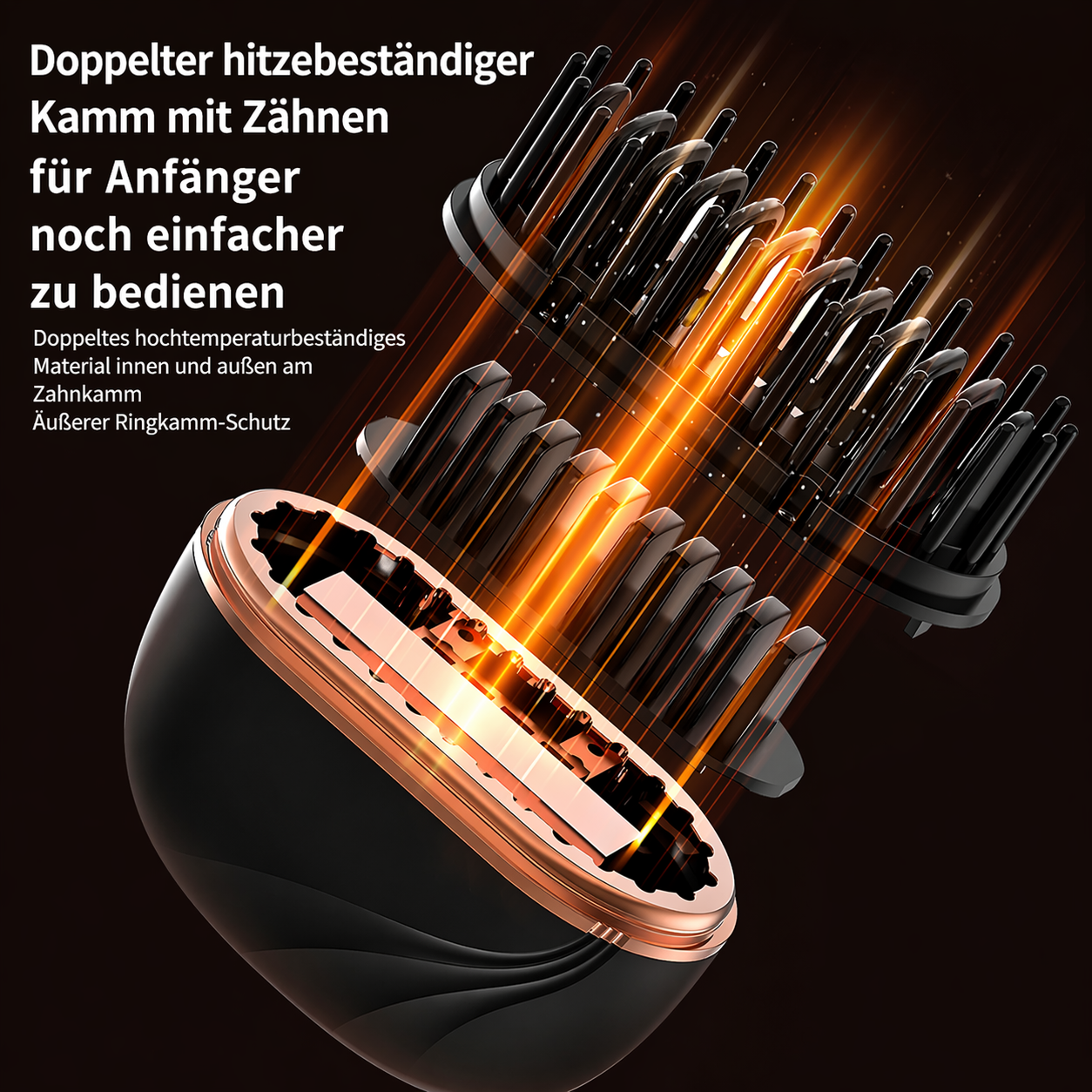 Kabellose elektrische Glättbürste mit 3 Hitzestufen | Karnz