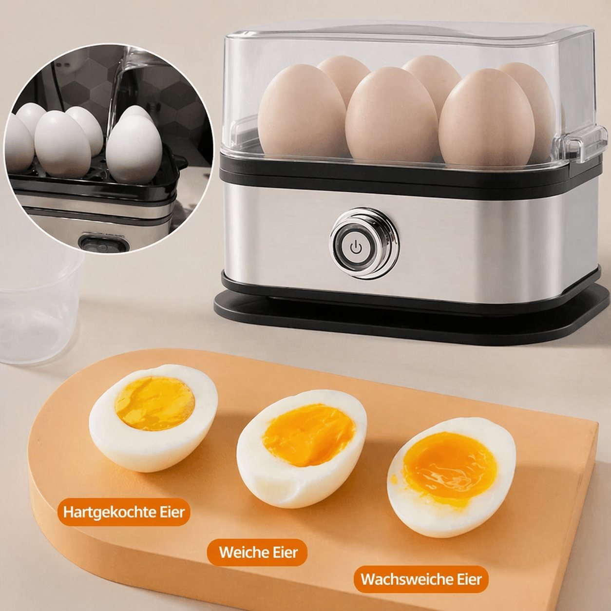 Multifunktionale Eggekoker mit transparentem Deckel | Karnz