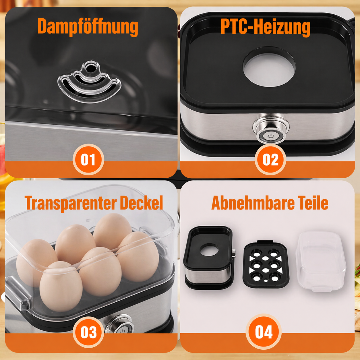 Multifunktionale Eggekoker mit transparentem Deckel | Karnz