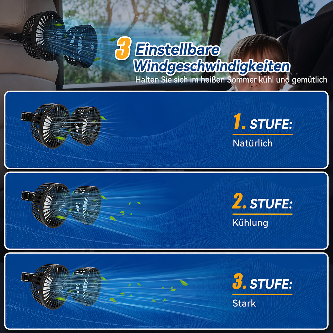 USB-Ventilator für Auto mit 2 Köpfen | Karnz