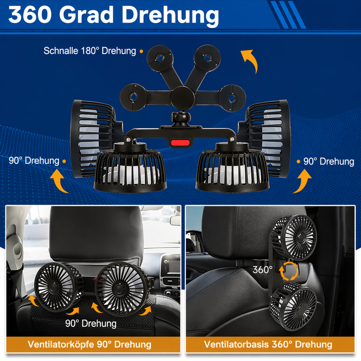 USB-Ventilator für Auto mit 2 Köpfen | Karnz