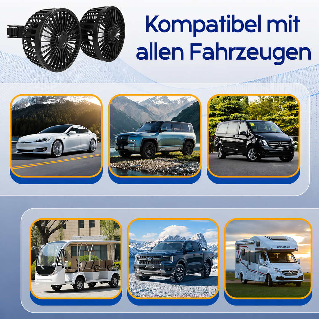USB-Ventilator für Auto mit 2 Köpfen | Karnz