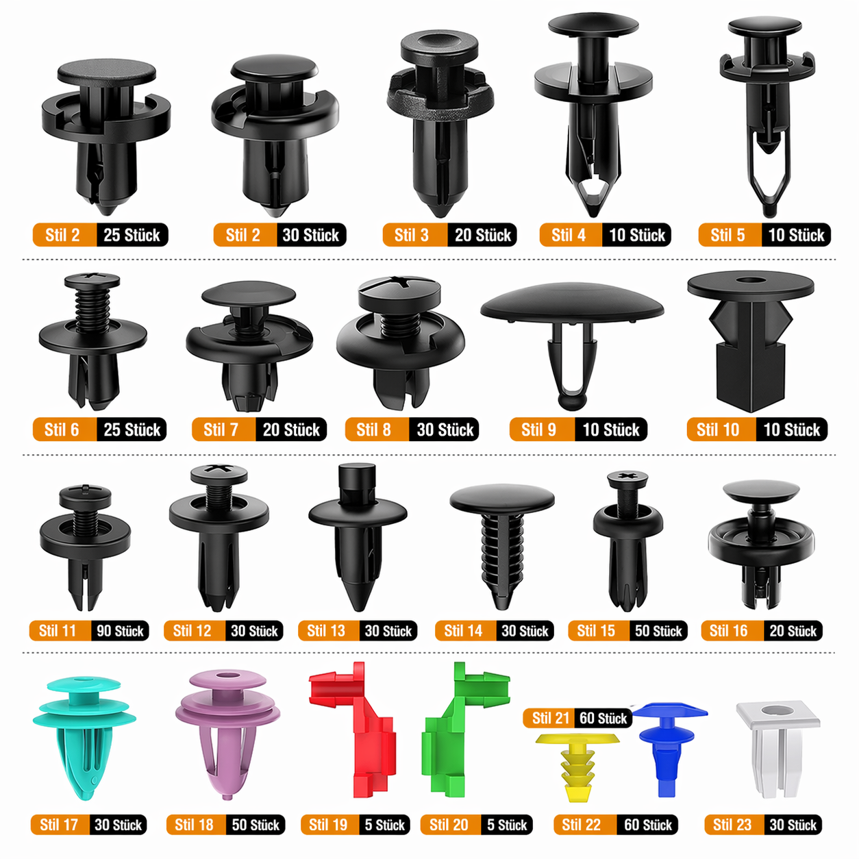 Auto-Befestigungsclips-Set 680 Teile | Karnz