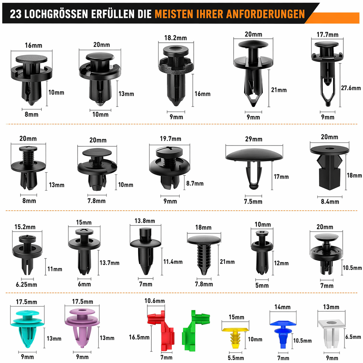 Auto-Befestigungsclips-Set 680 Teile | Karnz