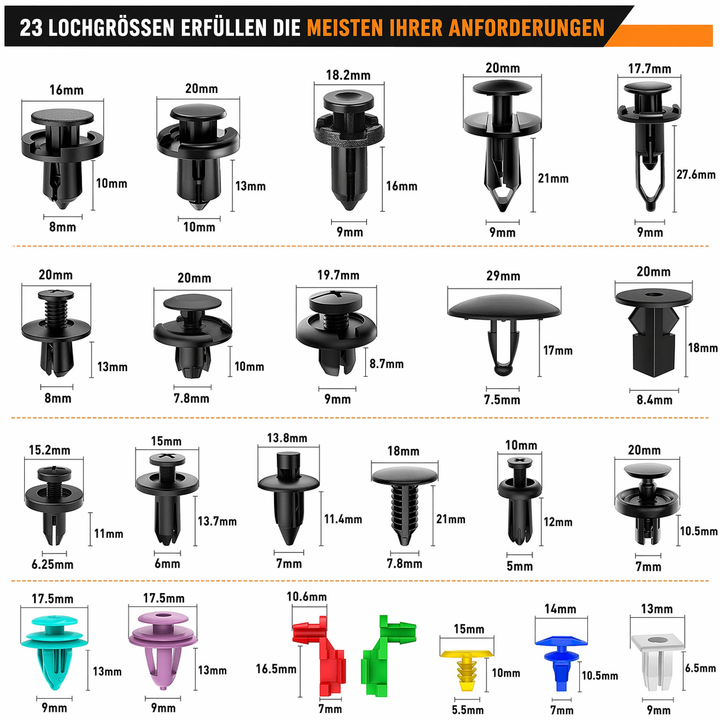 Auto-Befestigungsclips-Set 680 Teile | Karnz
