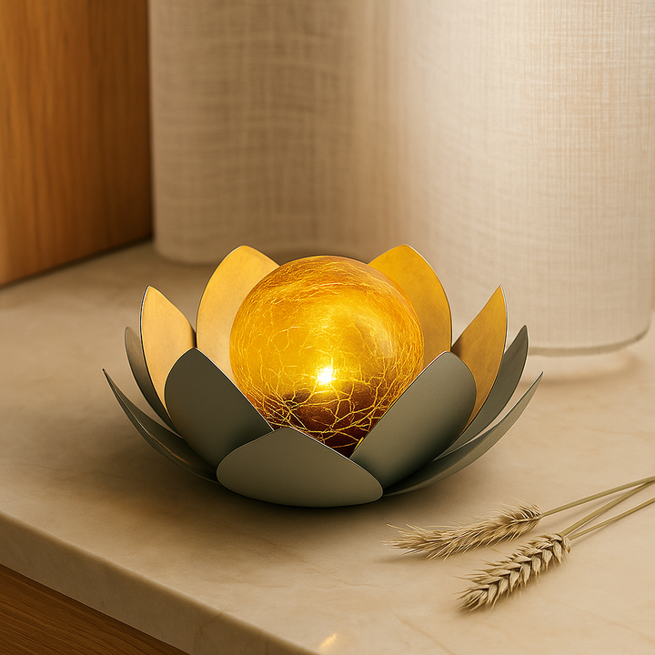 Solarbetriebene Lotusblume Gartenlampe mit sanfter Ambientebeleuchtung Karnz