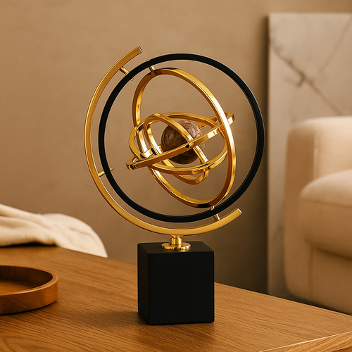 Handgefertigte Skulptur mit Marmorbasis für elegantes Interieurdesign Karnz