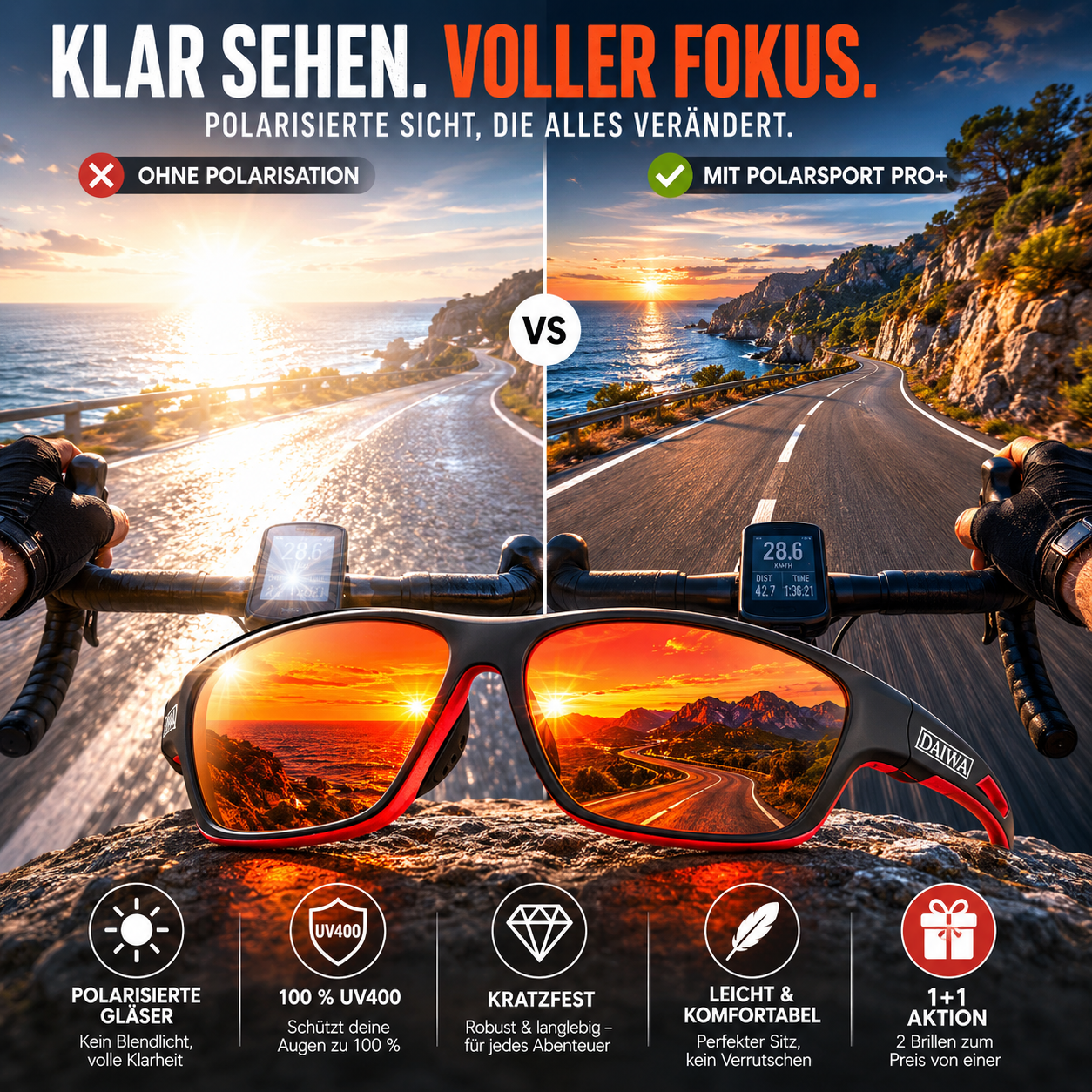 Herren Sport-Sonnenbrille mit polarisierten Gläsern | Karnz