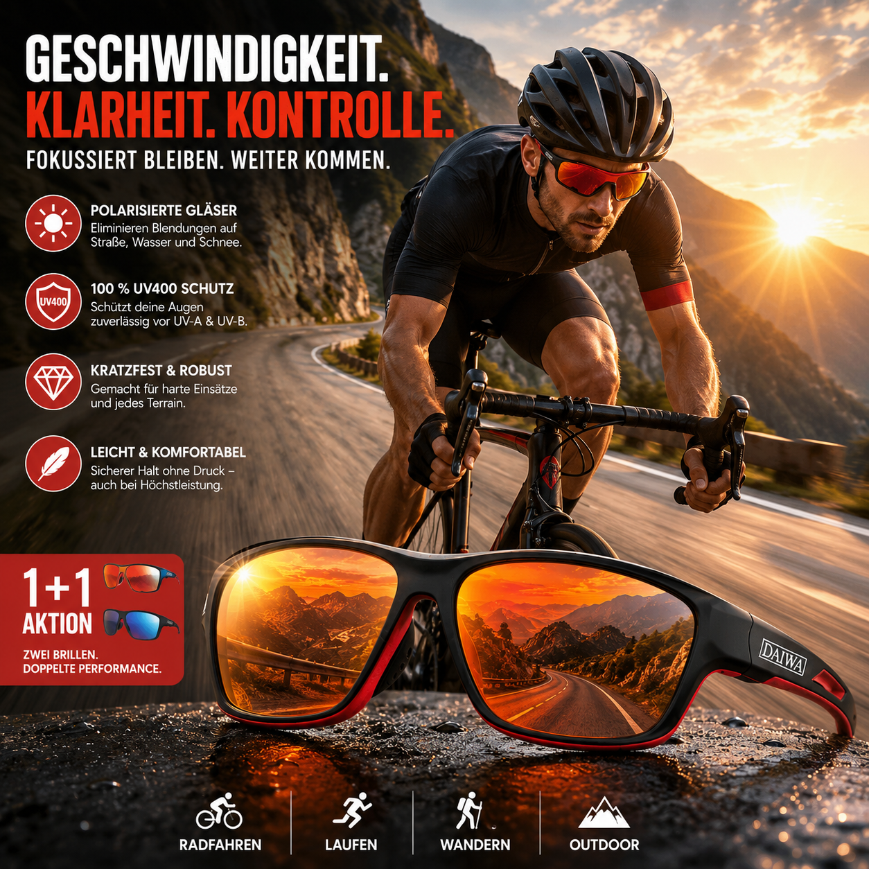 Herren Sport-Sonnenbrille mit polarisierten Gläsern | Karnz