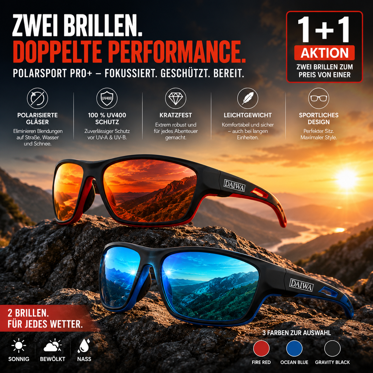 Herren Sport-Sonnenbrille mit polarisierten Gläsern | Karnz