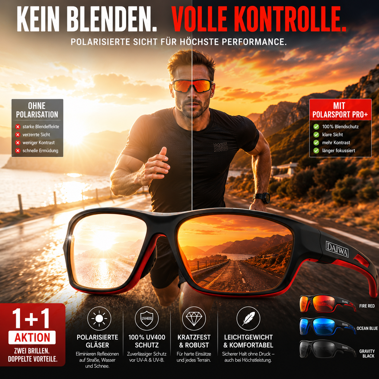 Herren Sport-Sonnenbrille mit polarisierten Gläsern | Karnz