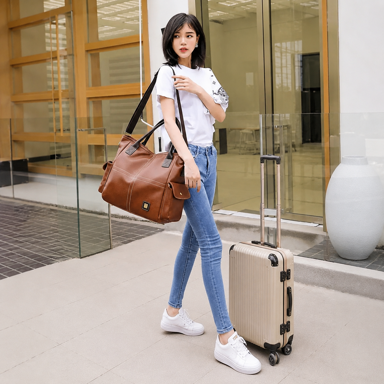 Große Reisetasche für Damen mit Schultergurt | Karnz