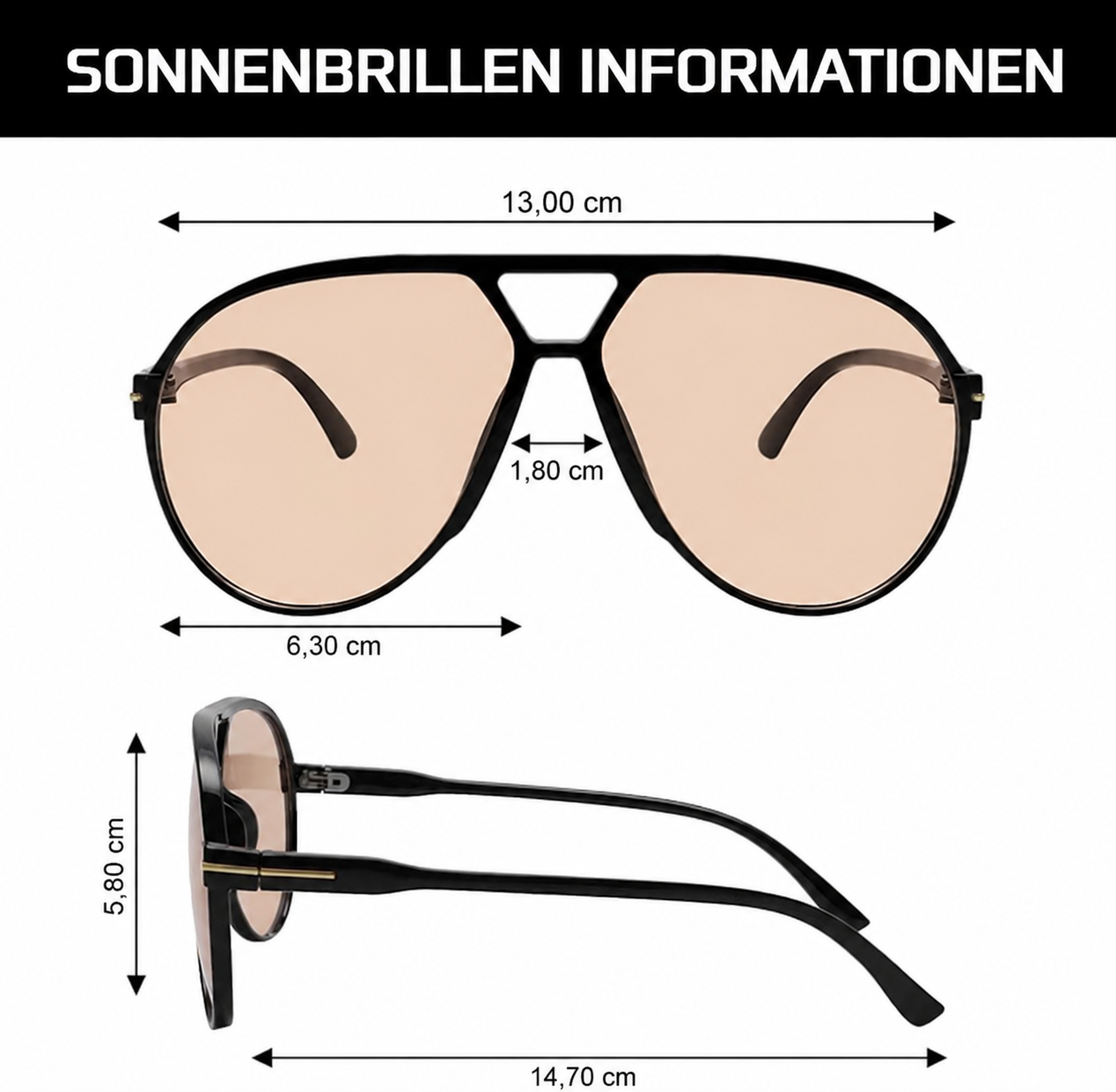 Aviator Oversize Sonnenbrille Retro UV400 | Karnz