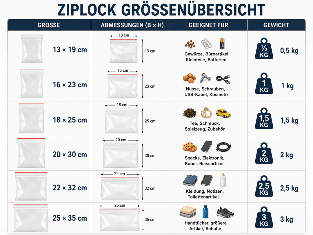 Wiederverschließbare Ziplock-Beutel 100er-Pack | Karnz