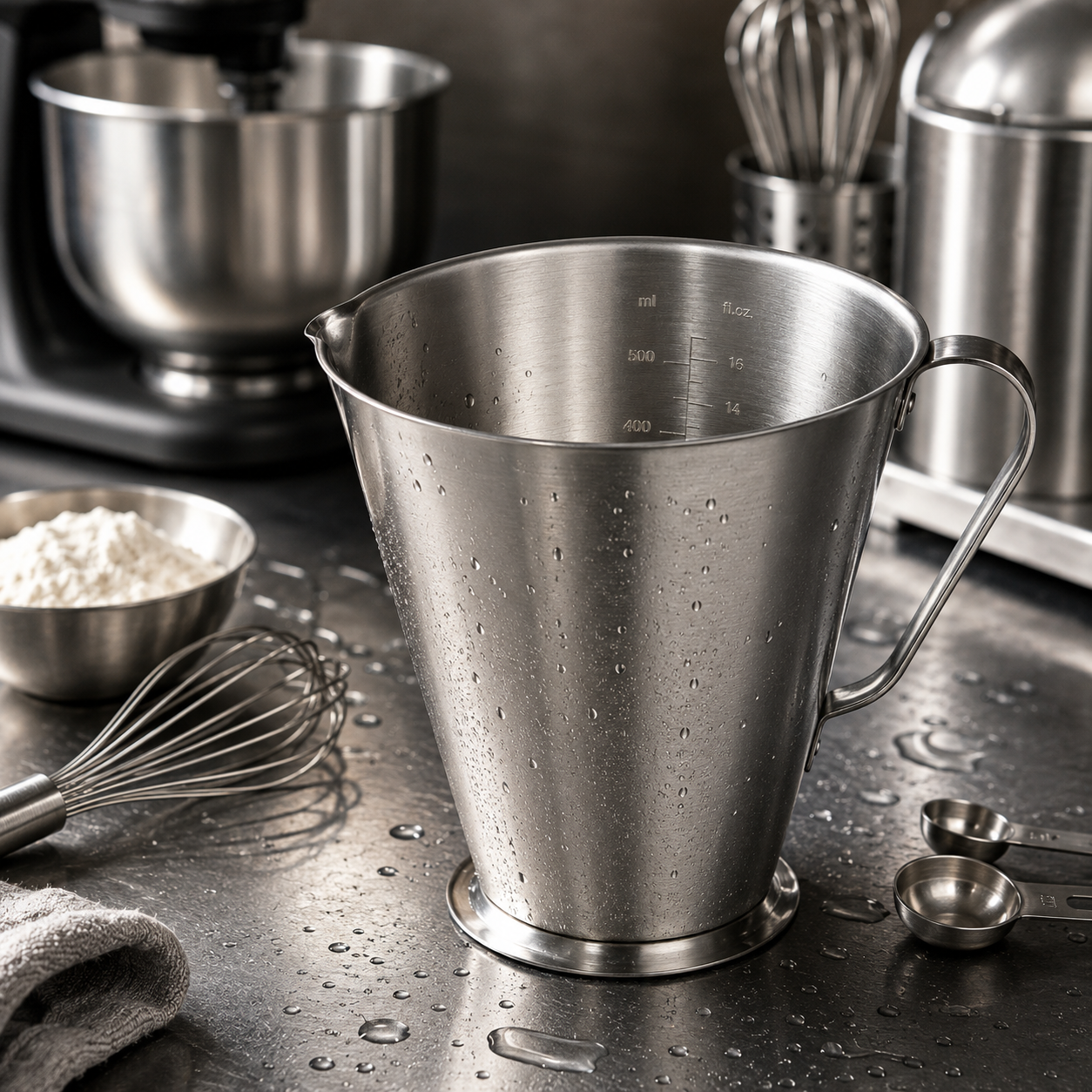 Messbecher Edelstahl 0,5 L mit Innenmarkierung | Karnz