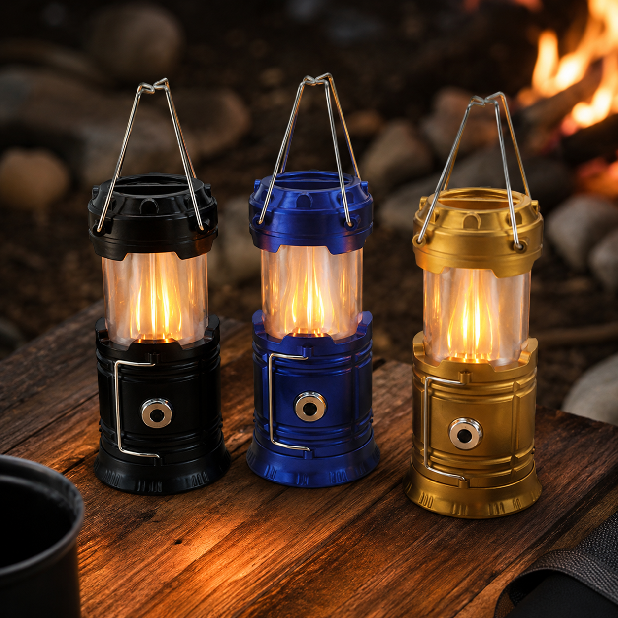 3-in-1 LED Campinglaterne mit Flackerflamme | Karnz