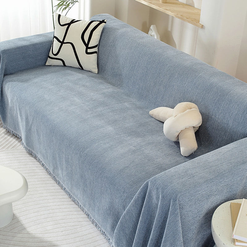 Chenille Decke Fischgrät Quasten Sofaüberwurf