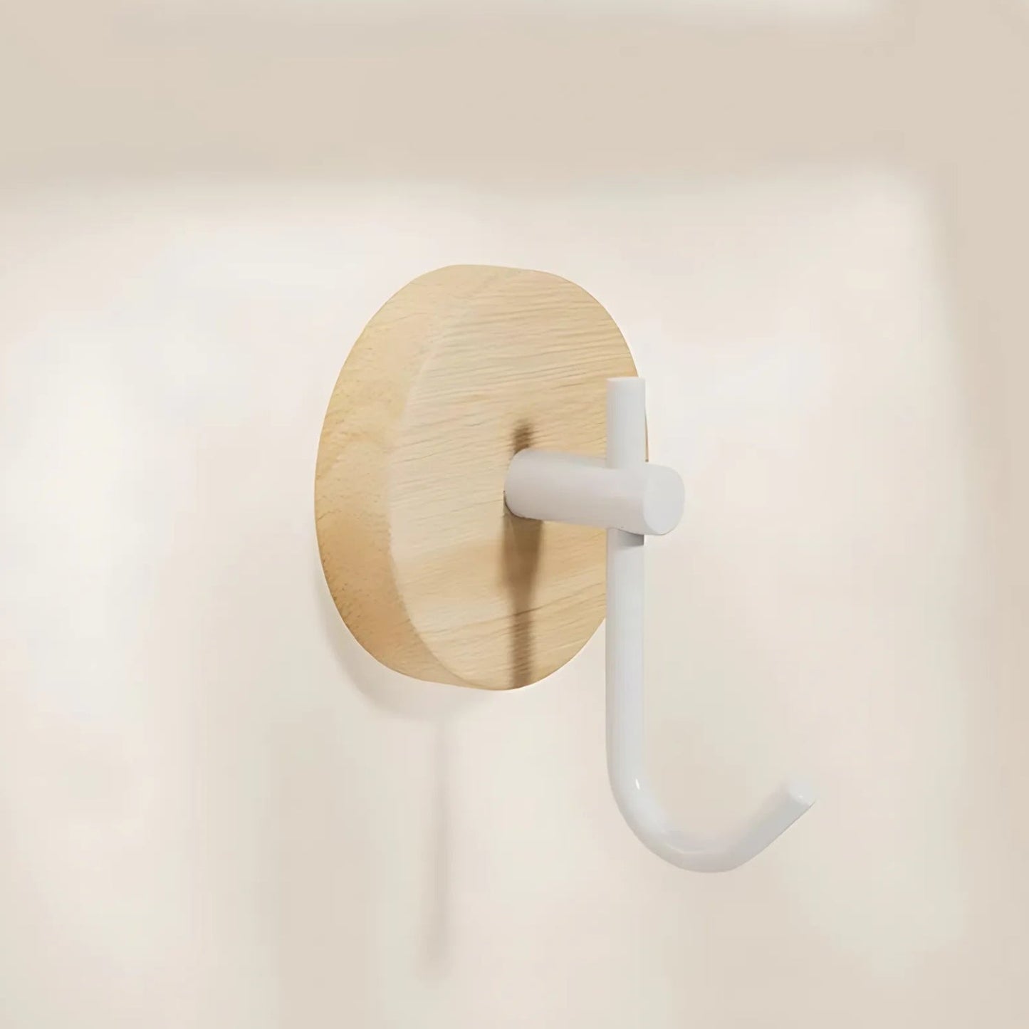 Schicker runder selbstklebender Wandhaken aus Holz