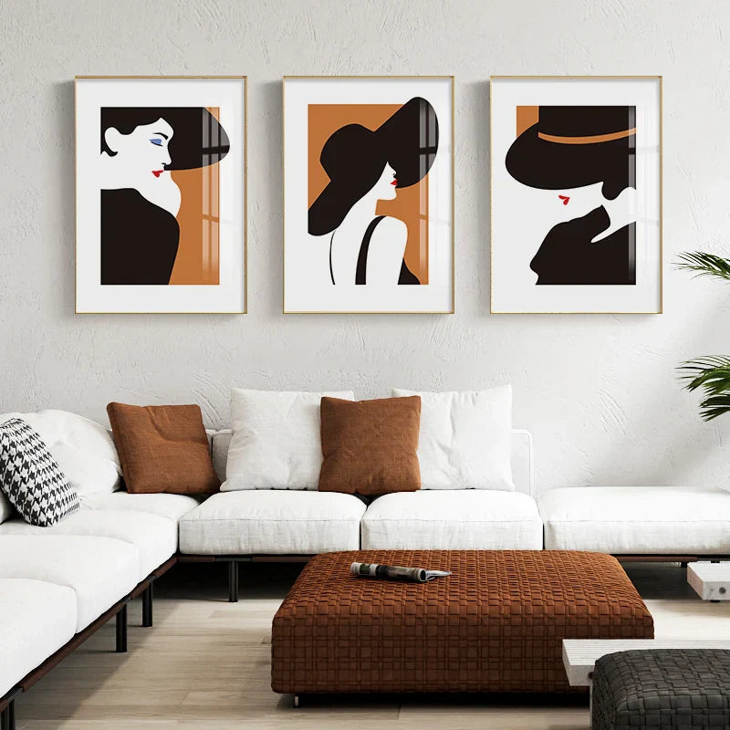 Big Hat Fashion Chic Lady Wandkunst Fine Art Leinwanddrucke Bilder Für Wohnzimmer Schlafzimmer Esszimmer Salon Boutique Kunst Dekor