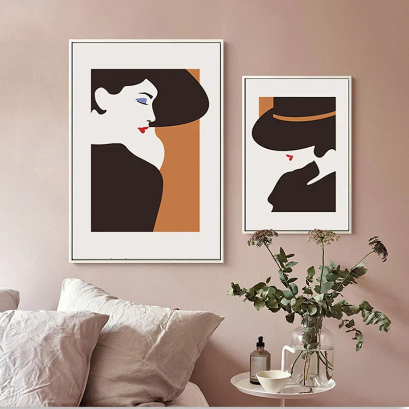 Big Hat Fashion Chic Lady Wandkunst Fine Art Leinwanddrucke Bilder Für Wohnzimmer Schlafzimmer Esszimmer Salon Boutique Kunst Dekor