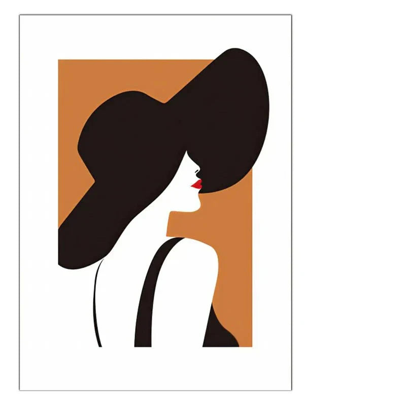 Big Hat Fashion Chic Lady Wandkunst Fine Art Leinwanddrucke Bilder Für Wohnzimmer Schlafzimmer Esszimmer Salon Boutique Kunst Dekor