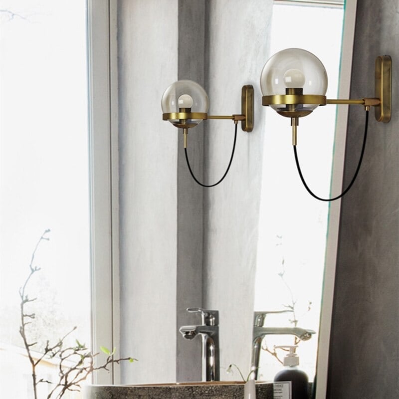 Chic Design Wand Nachttischlampe Wandleuchte mit Glasballschirm | Karnz