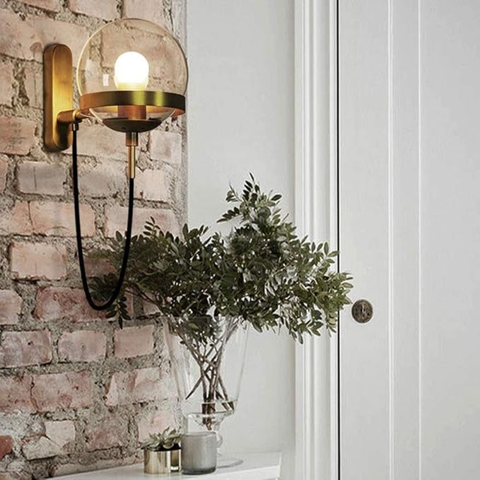 Chic Design Wand Nachttischlampe Wandleuchte mit Glasballschirm | Karnz